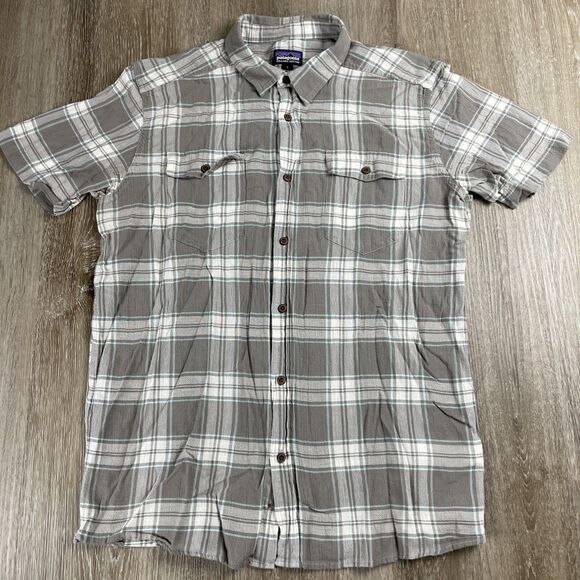 Lot Of 2 Patagonia Plaid Short Sleeve Shirts Hemp Blend + A/C Yarn Dye Men’s L - Picture 13 of 16